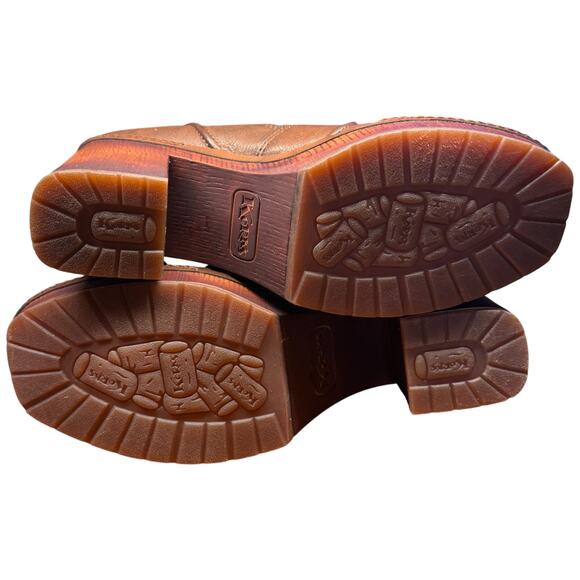 KORK Ease Robin Women's 8 Cognac Platform Clog Booties Chunky Lug Sole - Picture 9 of 13